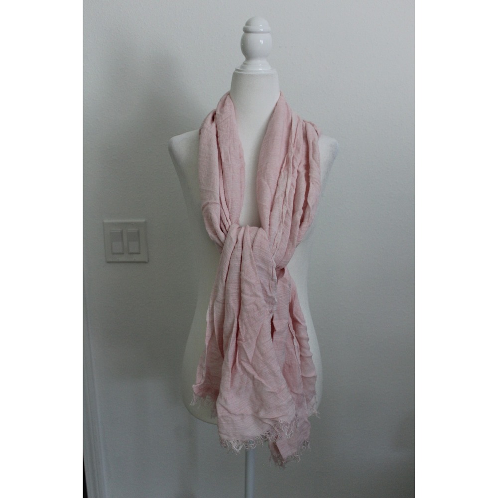 Echo Womens Light Pink Crinkle Rayon Wrap Scarf Frayed Eyelash Fringe Solid J25